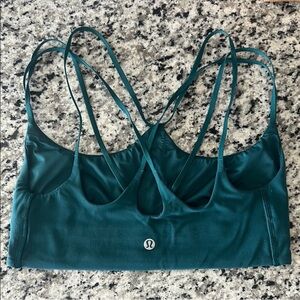 Lululemon High Neck Teal Strappy Sports Bra